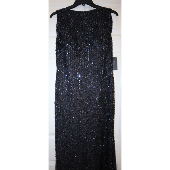 Mac Duggal 26331 Women's Sz 6 Midnight Blue Sequin Sleeveless Sheath Gown $398 - Picture 6 of 8